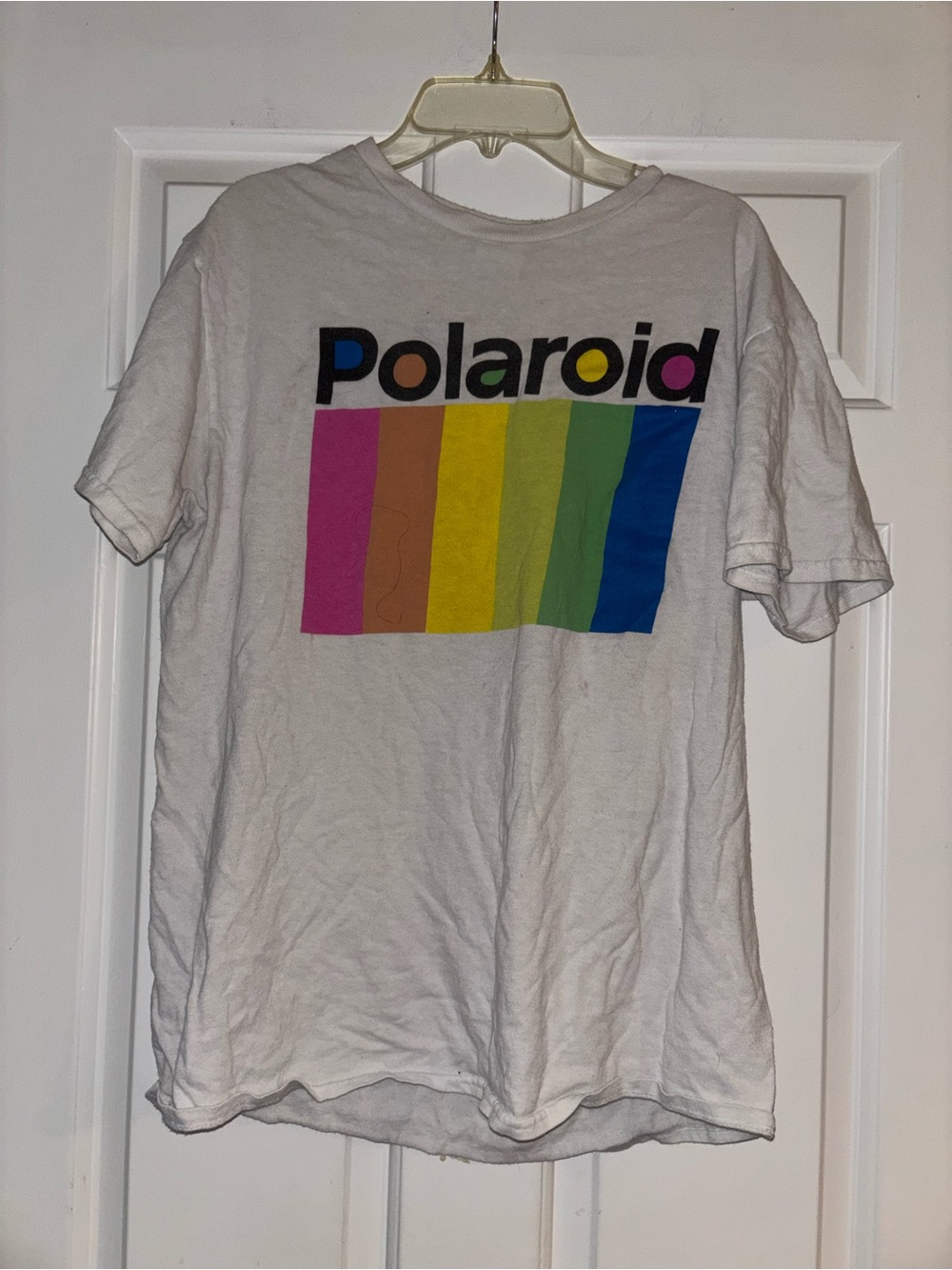 Polaroid White Tee with Multicolor Vintage Logo